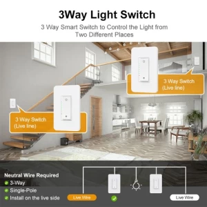 Smart Wifi Light Dimmable Switch Switch 3 way smart dimmer switch Work With Alexa Google
