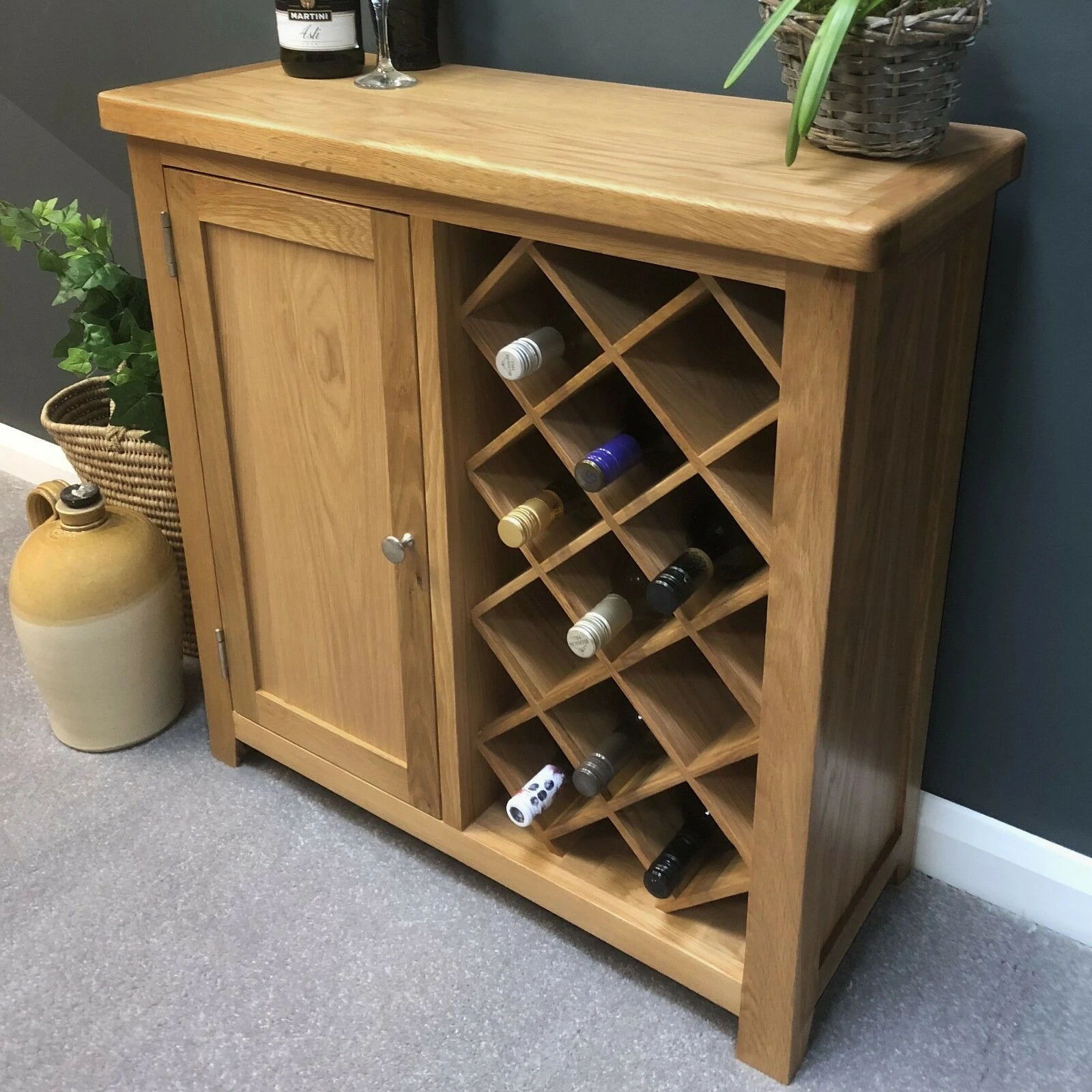 Solid Oak Wood Furniture Living Bed Room Wine Rack Cabinet Storage Shelves
