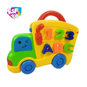 special education cartoon bus toys educational building blocks for kids