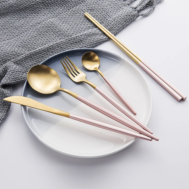 Stainless Steel Cutlery Set,Mirror Polish,Including Knife/Fork/Spoon/Chopsticks/Coffee Spoon.