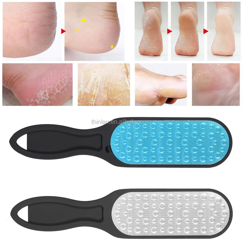 Stainless Steel Double-Sided Foot Rasp File Callus Remover for The Feet white and black