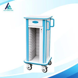 Stainless steel hospital medical records trolley with wheels
