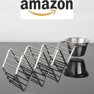 Stainless Steel Taco Rack for Hard shell or Soft shell (2 pack + Sauce Dipping Cup) F0199