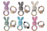 Stroller baby room hand-woven rattle toy child rabbit wooden ring vocal rattle doll