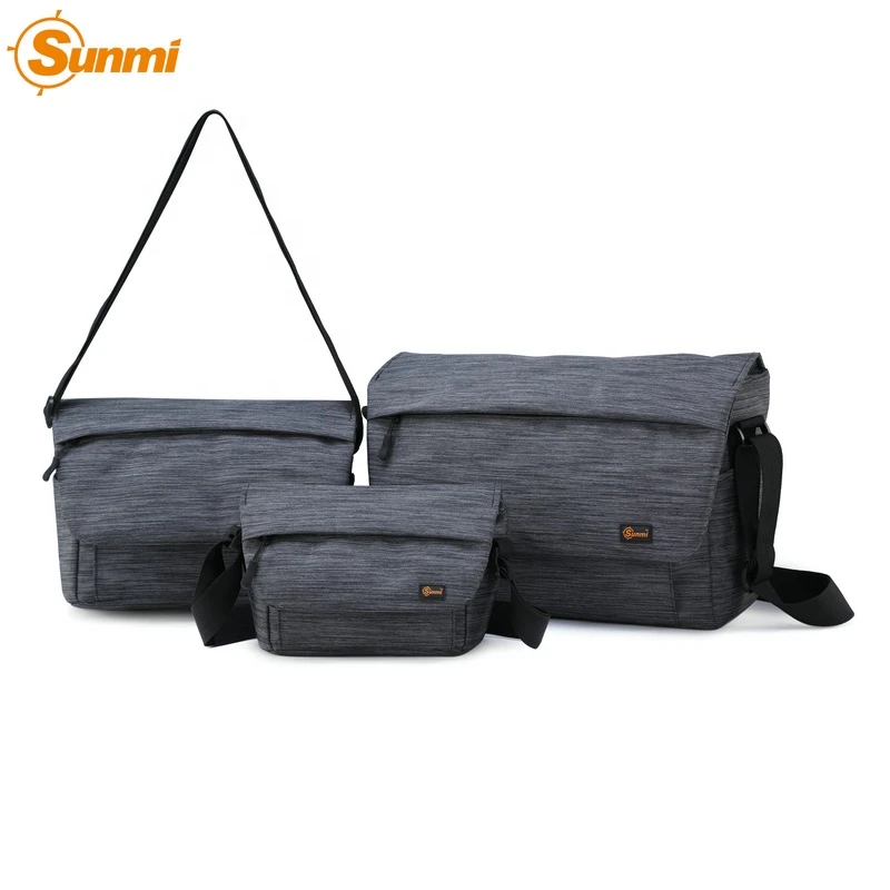 Sunmi Wholesale Customized Logo New Material Grey Crossbody Camera Bag Sling Video Shoulder Camera Messenger Bag