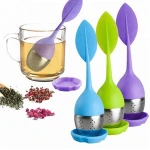 Tea strainer silicone tea infuser leaf shape tea infuser with stainless steel