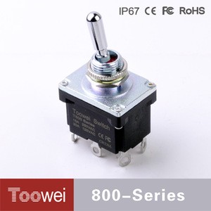 Toowei waterproof toggle switch 6 terminal AC 250V 15A 6 Pin DPDT On/Off/On 3 Position Mini Toggle Switch