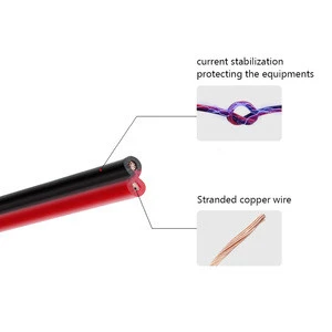 Top industry 300/500V 2 core power cable 0.2mm  copper wire red and black parallel speaker cable