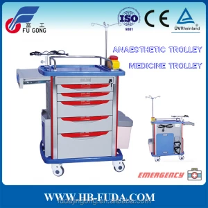 Top sale hospital abs trolley medical emergency trolley with drawers
