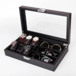 Travel Storage Carbon Fiber 6-Digit Case + 3-Digit Glass High-End Sunglass Modern Watch Box