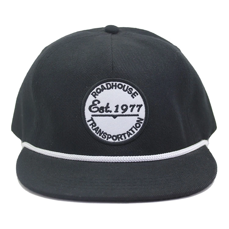 unstructured 5 panel custom fabric with direct embroidery woven patch logo with strap rope outer door running golf  sports caps