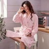 v-neck soft coral fleece sleepwear woman sleep wear pajama with waistband