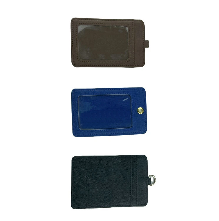 Vertical Pu Leather Id Card Name Badge Holder Multi-cards,Double Leather Like Badge Holder