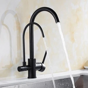 water filter faucet for kitchen sink deck mount brass polished 3 way water purifier faucet single hole black kitchen faucet