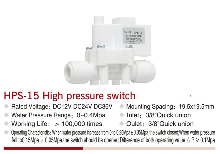 water pressure monitor switch for water appliance