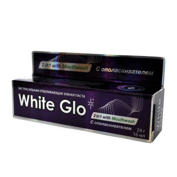 White Glo Whitening Toothpaste 2-in-1 With Rinse Aid, 24g