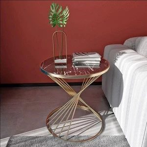 White marble top golden table legs small coffee table side table