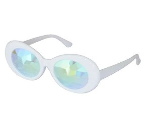 White Oval Frame Kaleidoscope 3D Glasses