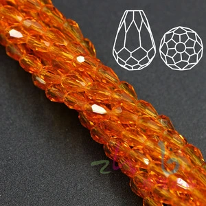 Wholesale 10*15mm red faceted glass teardrop beads