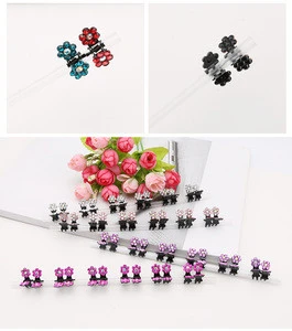 Wholesale 12PCS/Lot Small Cute Crystal Flowers Metal Hair Clip Girls Fashion Headdress