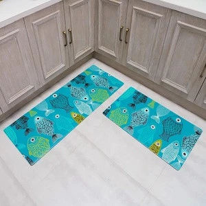 Wholesale Cartoon Fish Custom Digital Print Bathroom Non Slip PVC Waterproof Floor Mat