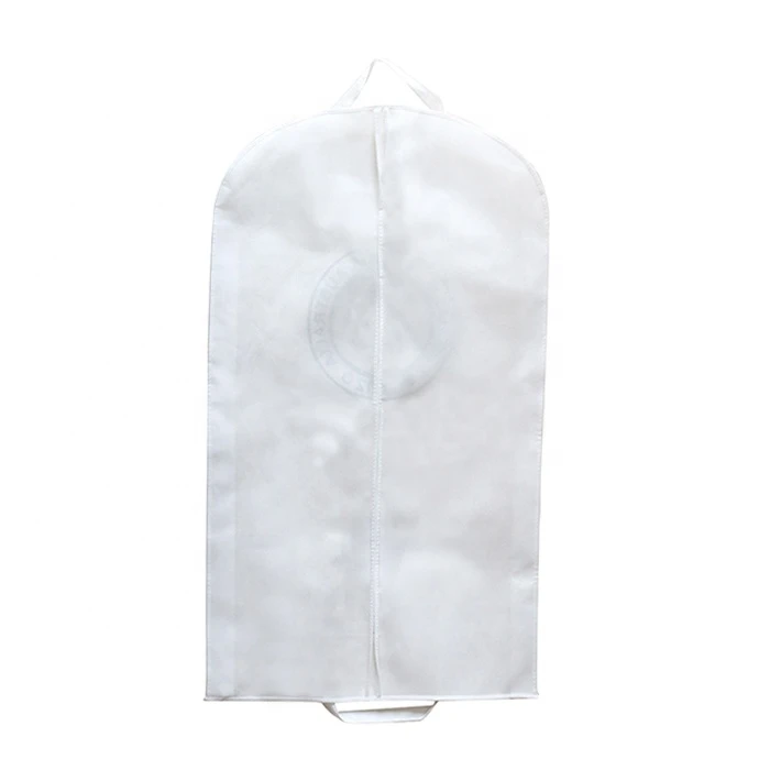 Wholesale Custom Logo Print Polypropylene White Wedding Dress Travel Non Woven Suit Cover Garment Bag