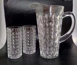 wholesale custom set 6 of glass water jug set with drinking glasses and color box