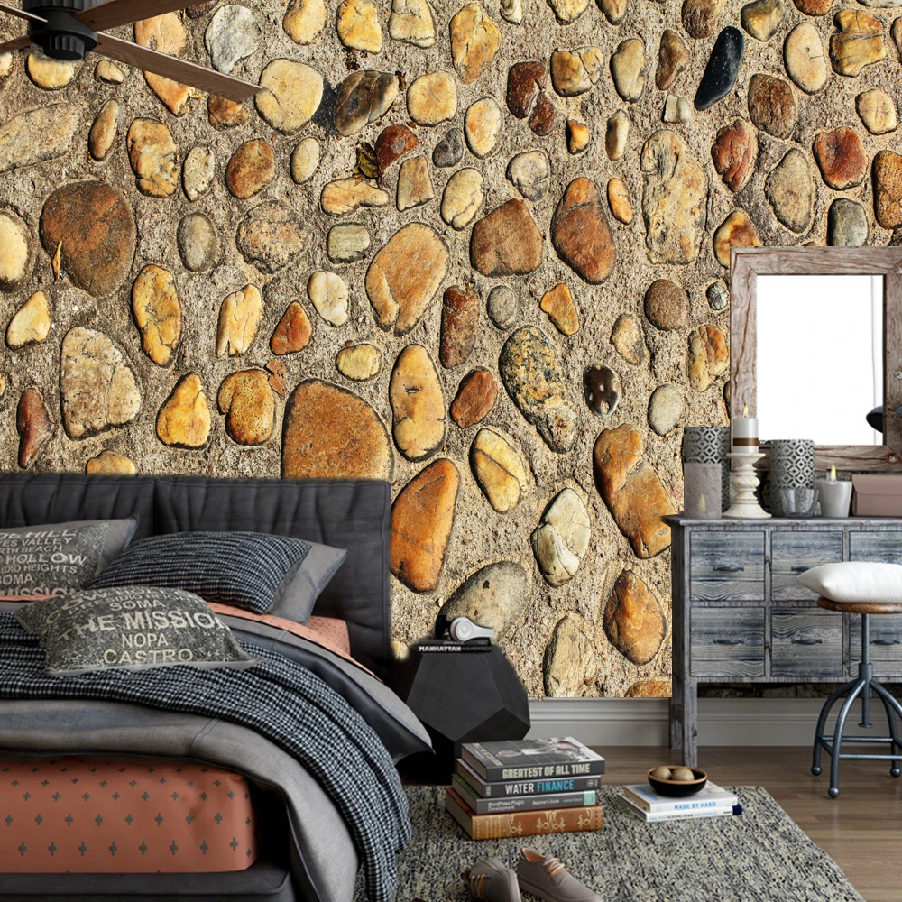 Wholesale Interior Decoration Modern Stacked brick Wall Sticker 3D Stone Wallpaper