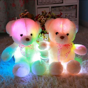 Wholesale Light Up 30cm Teddy Bear Stuffed Plush Shining LED Light Up Lighting electronic Soft Toys