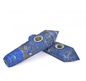 Wholesale natural quartz crystal smoking accessories folk crafts lapis lazuli smoking pipes weed