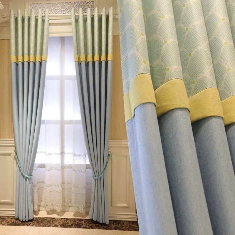 Wholesale ready made voile blackout fabric living room curtains tulle plain color linen cloth curtains for hotel project