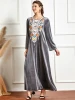 Wholesale spring muslim clothing women embroidered long sleeve maxi length islamic velvet dress