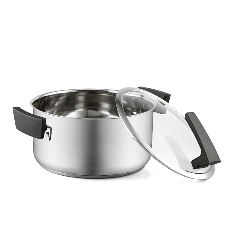 Wholesale Stainless Steel Cooking pot Cooking Ware Set Deep Soup Pot Kitchen Cookware with Glass Lid