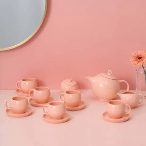 Wholesale Unique Pink Clay Coffee Pot Ceramic Tea Pot Set