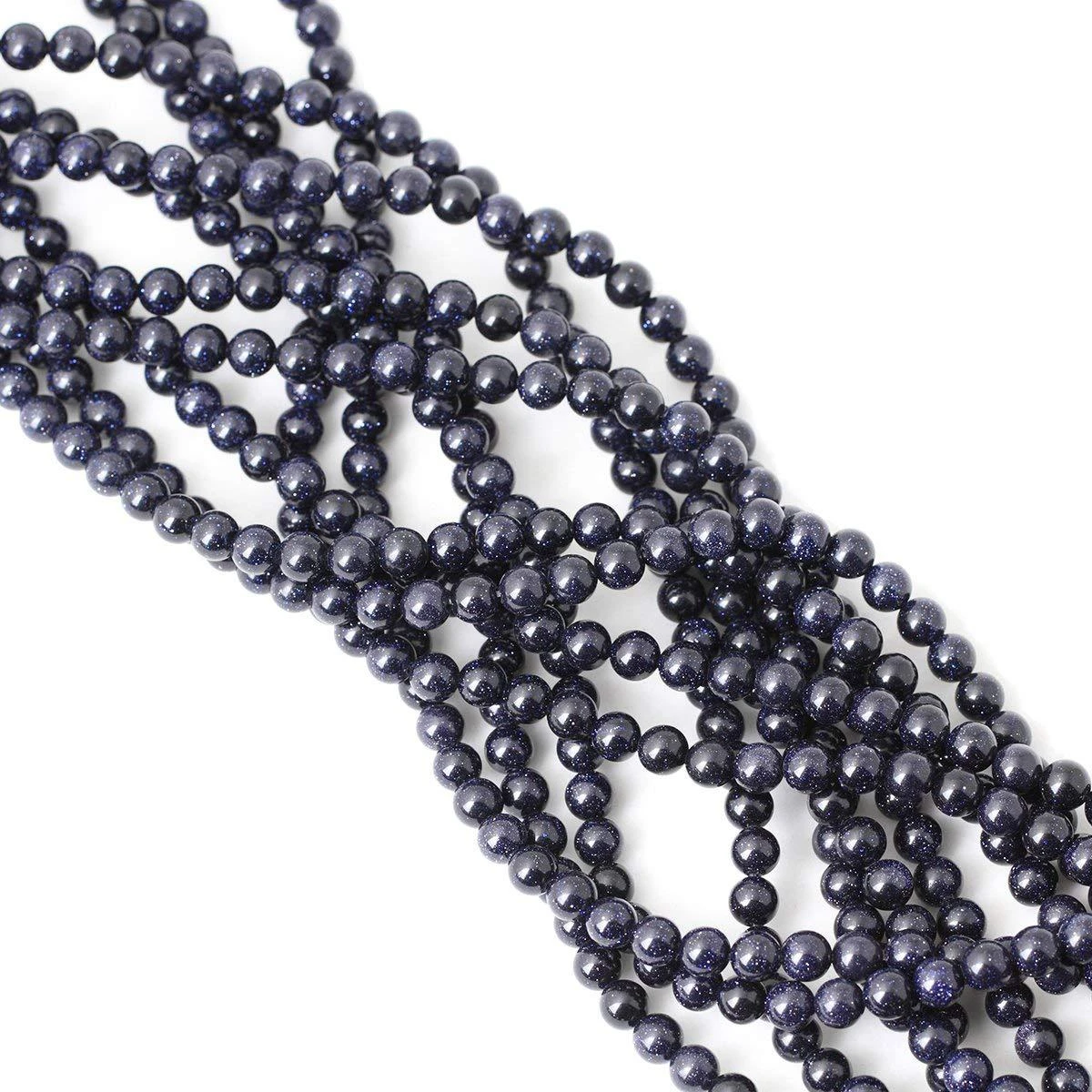Wholesales Blue Blue Goldstone Round Loose Beads Gemstone Healing Crystal Beads for Jewelry Making