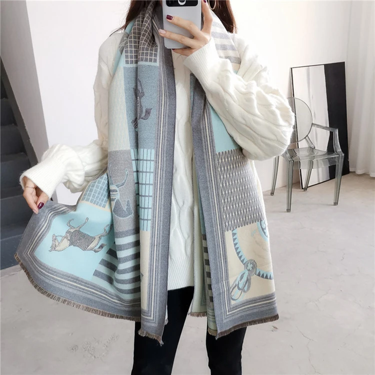 1pc Lady's Faux Cashmere Jacquard Warm Scarf Shawl Suitable For Daily Wear  In Fall And Winter