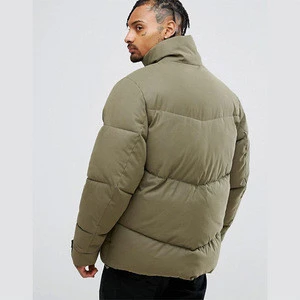 Winter press stud placket coat funnel collar oversize down jacket for men