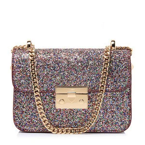 women luxury evening clutch bags crystal hong strap small shoulder glitter leather bag with chain