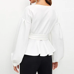 Women Sexy Tops and Blouses Shirt with Lantern Sleeve and off Shoulder