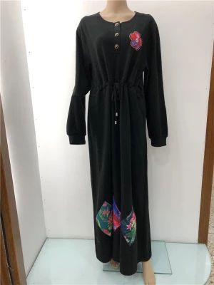 Women winter black flannel dress Islam clothing