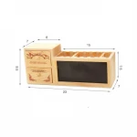 Wood Shelf Wooden Desktop Storage Home Organization Storage Boxes Holders Desk Storage Organizer Pen Holder with Blackboard