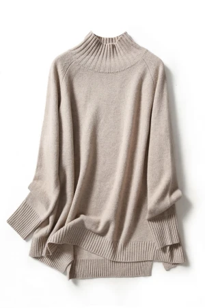 wool or cashmere sweaters  Women Knitting High Neck Winter Girls Sweaters