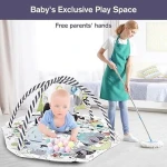 4-in-1 Baby Play Gym Mat Tummy Time Mat Baby Activity Gym with 8 Detachable Toys for Newborn Stage-Based Sensory and Mo