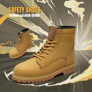 Mid-cut full grain leather safety shoes
