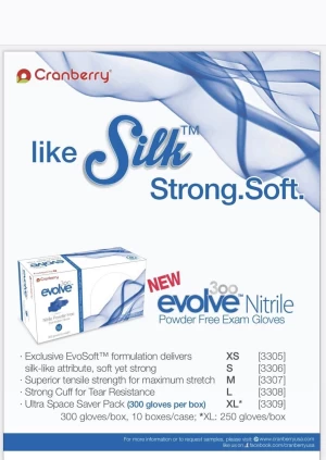 Nitrile Gloves Cranberry  Evolve 300 Nitrile Powder Free Examination Gloves