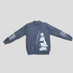 Drop shipping available for 2025 Autumn/Winter round neck knitted sweaters with cartoon designs in white.