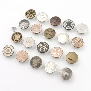 17mm metal custom Logo denim no sew instant  jeans set Replacement adjustable pin perfect fit instant  for jeans