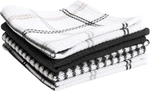100% Cotton Flat Waffle Dish Cloths for Washing Dishes, 12"x13", 4-Pack, Khan Textiles