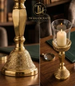 Decorative Chimney Candle Holder With Glass Hurricane Shade | Aluminium & Brass | TH-20010-E