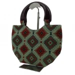 Custom Made High Material Wooden Handle Fabric Tote Bag